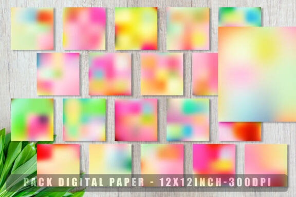 Digital paper gradient bright colorful