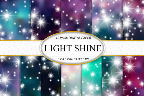 Digital paper sparkle star with galaxy space background