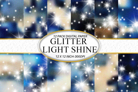 Digital paper sparkle star with grain texture background