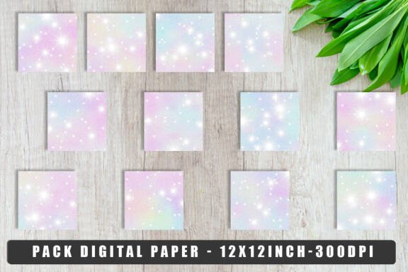 Digital paper sparkle star with unicorn color grain texture background