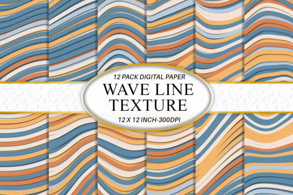 Digital paper line wave texture with pastel color