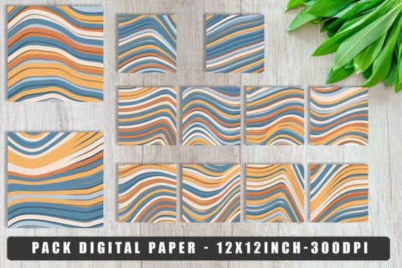 Digital paper line wave texture with pastel color