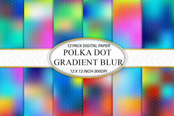 Digital paper gradient bright color background with polka dot pattern 