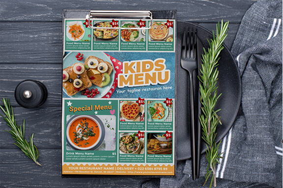 Kids Menu flyer template