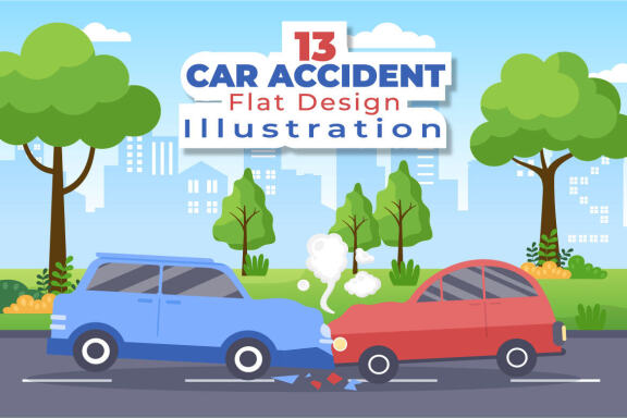 13 Car Accident and Windshield Replacement Illustration