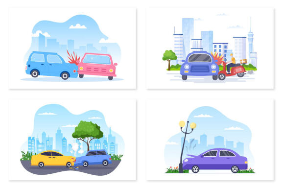 13 Car Accident and Windshield Replacement Illustration