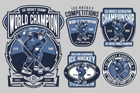 4 Ice Hockey Badge Design Set