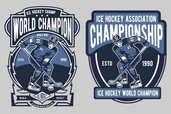4 Ice Hockey Badge Design Set