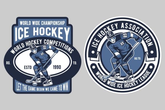 4 Ice Hockey Badge Design Set