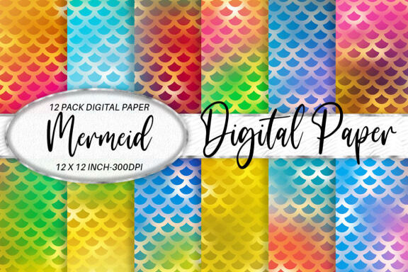 Mermaid scales pattern with Gradient colorful background