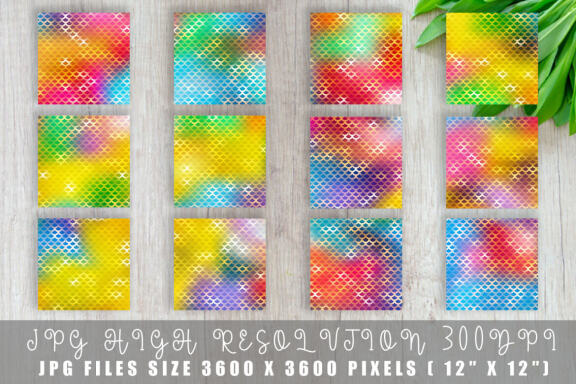 Mermaid scales pattern with Gradient colorful background