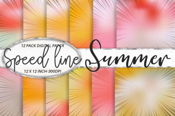 Digital paper speed line texture with gradient summer color background