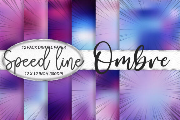 Digital paper speed line texture with gradient purple color background