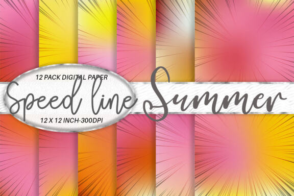Digital paper speed line texture with gradient summer color background
