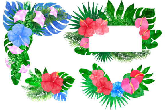 Watercolor Tropical Frames