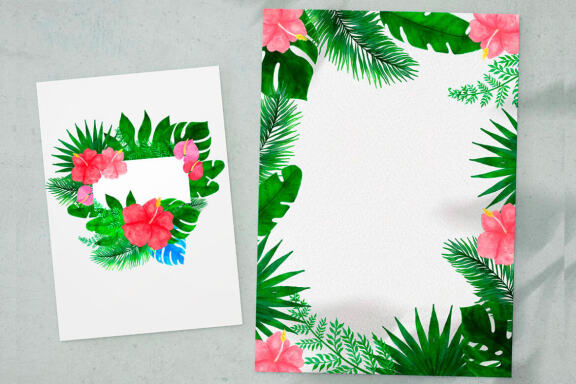 Watercolor Tropical Frames