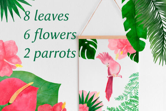 Watercolor Tropical Clipart