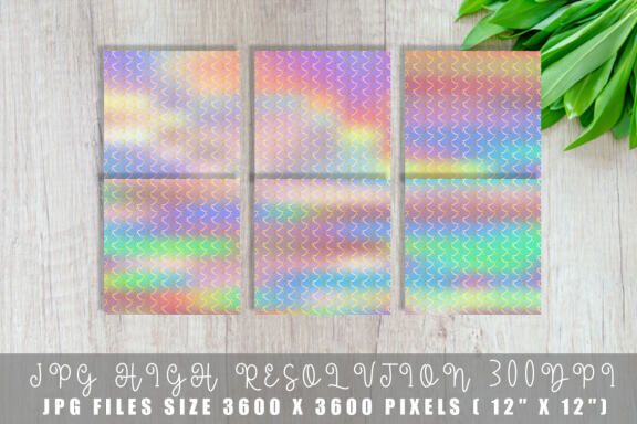 Digital paper gold mermaid scales pattern with gradient hologram color background