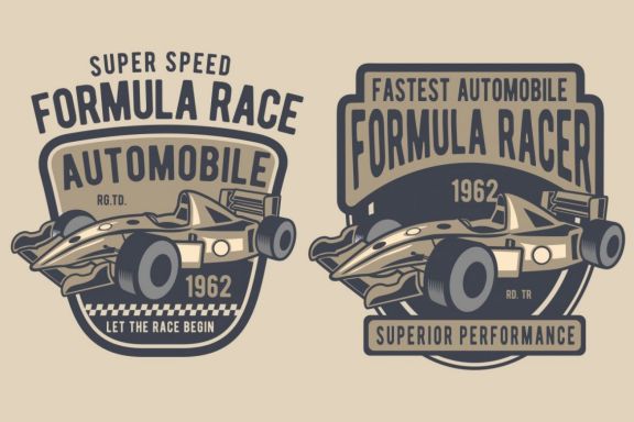 4 Formula Car Badge Design Set