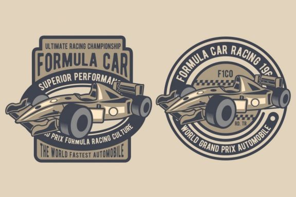 4 Formula Car Badge Design Set
