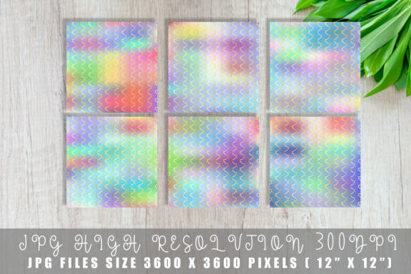 Digital paper gold mermaid scales pattern with gradient iridescent color background