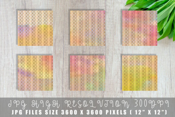 Digital paper gold mermaid scales pattern with gradient colorful background