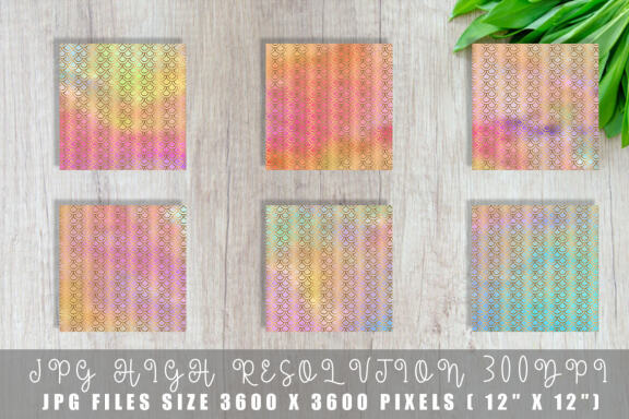 Digital paper gold mermaid scales pattern with gradient colorful background