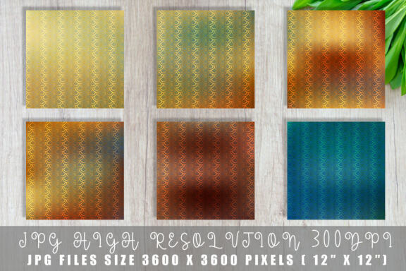 Digital paper gold mermaid scales pattern with gradient rust color background