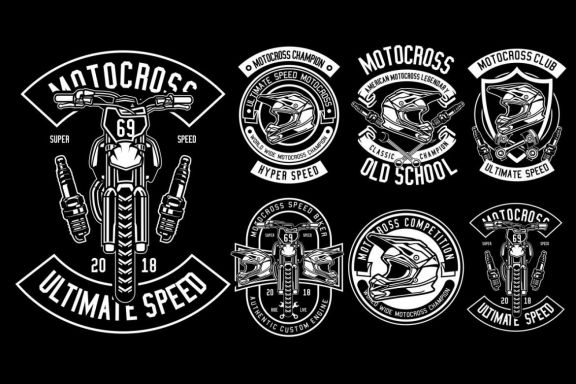 6 Motocross Badge Design Set