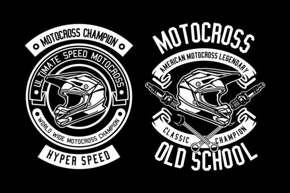 6 Motocross Badge Design Set