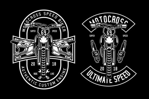 6 Motocross Badge Design Set