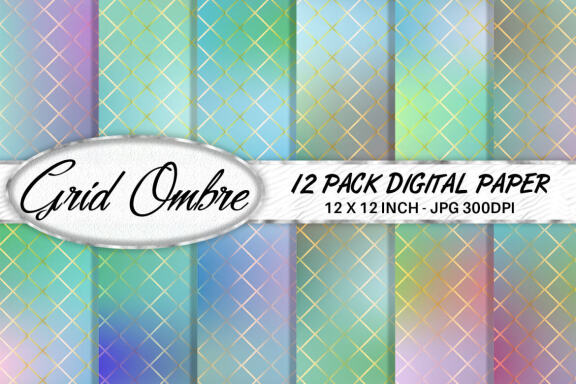 Digital paper grid pattern with gradient blue color background
