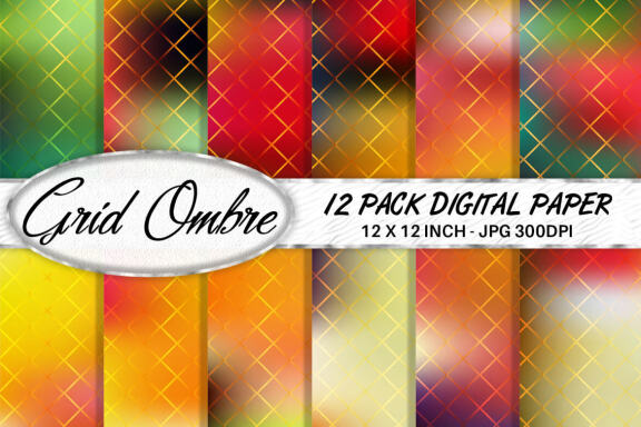 Digital paper grid pattern with gradient bright color background