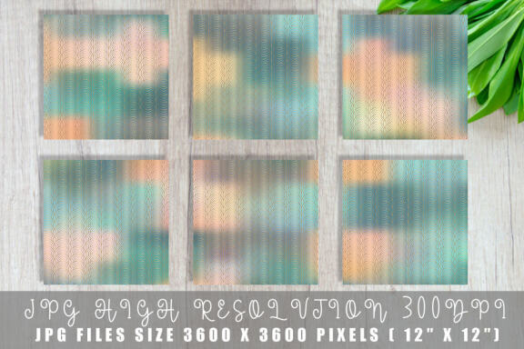 Digital paper Art deco pattern with gradient turquoise color background