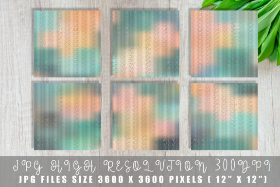 Digital paper Art deco pattern with gradient turquoise color background