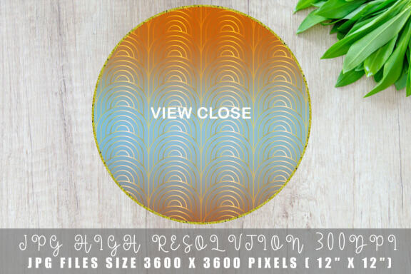 Digital paper Art deco pattern with gradient rust color background