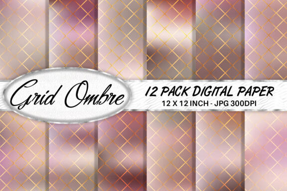 Digital paper grid pattern with gradient color background