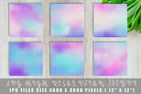 Digital paper gold grid pattern with gradient unicorn color background