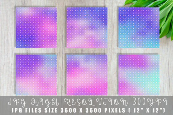 Digital paper gold grid pattern with gradient unicorn color background