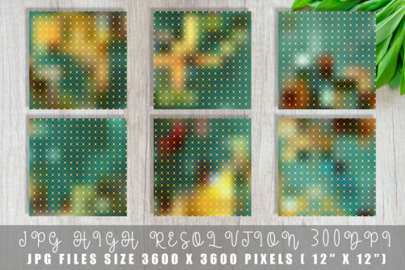 Digital paper gold grid pattern with gradient green color background