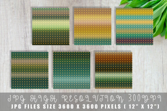 Digital paper gold grid pattern with gradient green color background