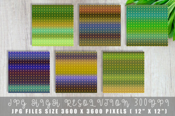 Digital paper gold grid pattern with gradient green color background