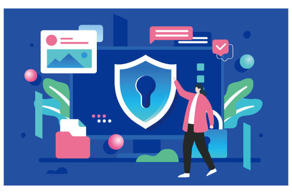 5 computer with shield internet network security vector illustrations