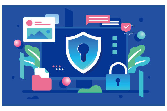 5 computer with shield internet network security vector illustrations