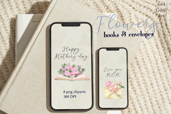 Watercolor Envelope flowers, Love Letters
