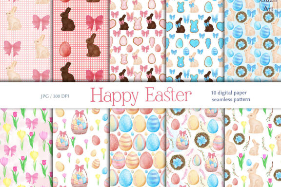 Happy Easter seamless pattern, digital paper