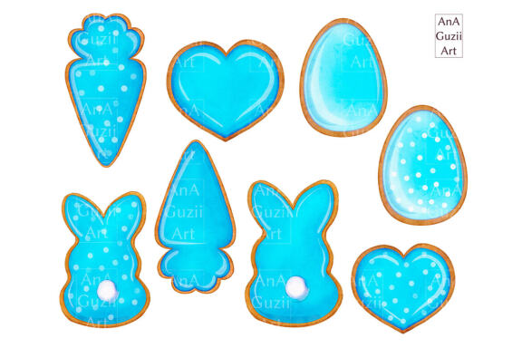 Watercolor Spring Easter Cookie Clipart. Easter Chocolate Bunny, Sweets.