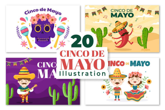 20 Cinco de Mayo Mexican Holiday Illustration