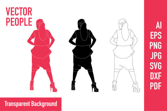 Vector illustration of fashionable women posing