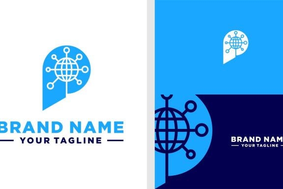 LETTER P LOGO NETWORK NEGATIVE SPACE EDITABLE